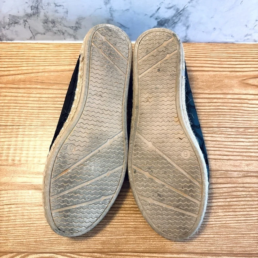 Sofia Black Cutout Vegan Leather Floral Cutout Espadrille Flats Loafers Size 6
